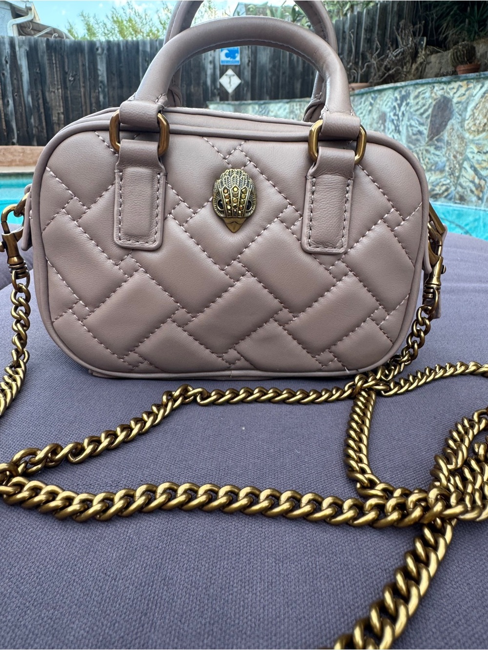 Kurt Geiger Mini Kensington Taupe Quilted Crossbody Bag NWOT